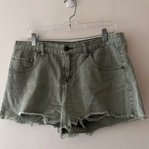 BDG Mid Rise Freja Vintage Fit Olive Denim Jean Shorts Size 31